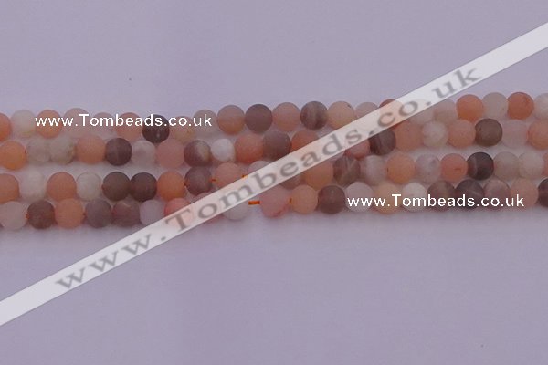 CMS1160 15.5 inches 6mm round matte rainbow moonstone beads