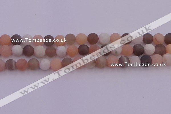 CMS1161 15.5 inches 8mm round matte rainbow moonstone beads