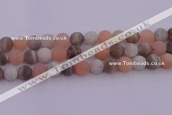 CMS1163 15.5 inches 12mm round matte rainbow moonstone beads