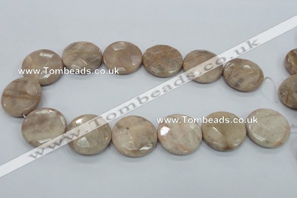 CMS117 15.5 inches 30mm faceted coin moonstone gemstone beads