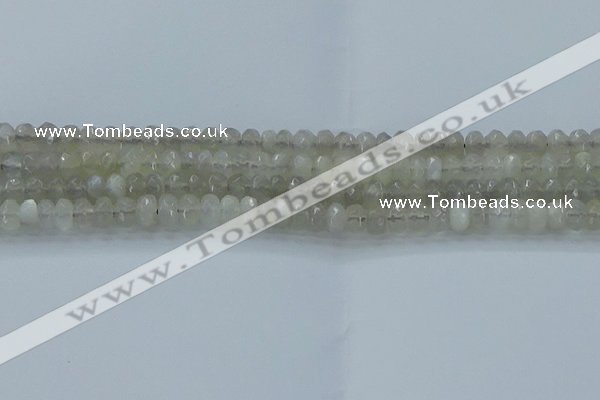 CMS1178 15.5 inches 4*6mm faceted rondelle grey moonstone beads