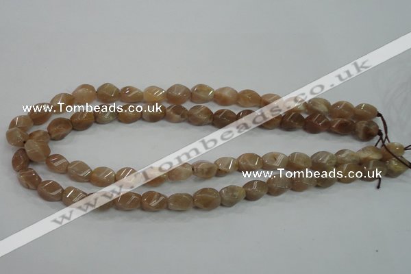 CMS118 15.5 inches 8*12mm twisted rice moonstone gemstone beads
