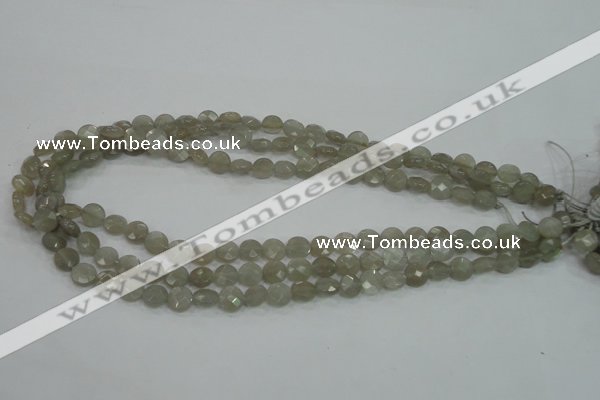 CMS129 15.5 inches 8mm faceted coin moonstone gemstone beads