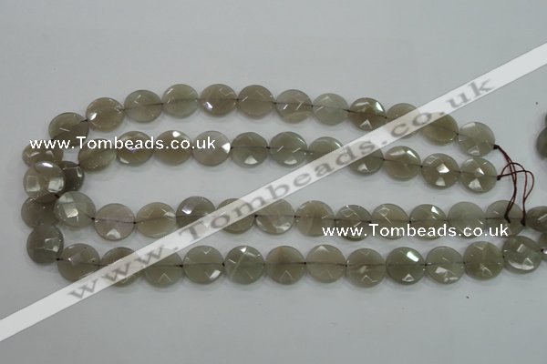 CMS130 15.5 inches 14mm faceted coin moonstone gemstone beads