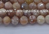 CMS1300 15.5 inches 4mm faceted round AB-color moonstone beads