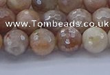 CMS1302 15.5 inches 8mm faceted round AB-color moonstone beads