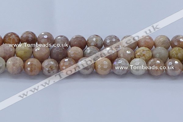 CMS1306 15.5 inches 16mm faceted round AB-color moonstone beads