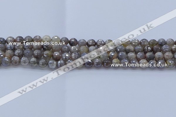 CMS1311 15.5 inches 6mm faceted round AB-color grey moonstone beads