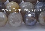 CMS1315 15.5 inches 14mm faceted round AB-color grey moonstone beads