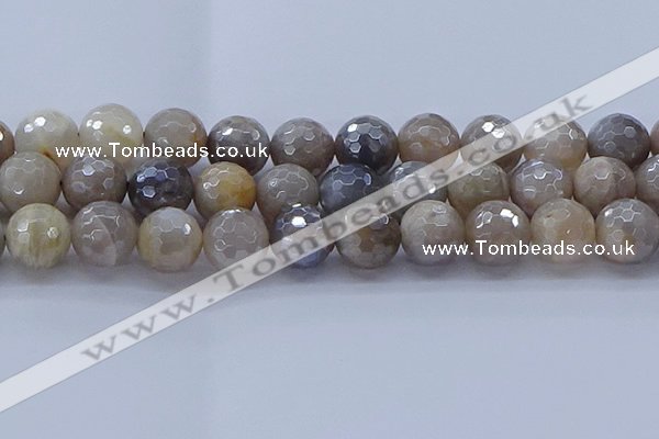 CMS1316 15.5 inches 16mm faceted round AB-color grey moonstone beads