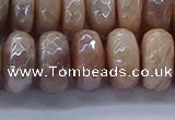 CMS1325 15.5 inches 7*14mm faceted rondelle AB-color moonstone beads