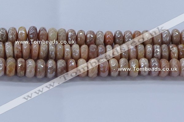 CMS1326 15.5 inches 8*16mm faceted rondelle AB-color moonstone beads