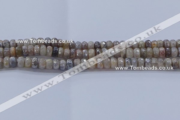 CMS1332 15.5 inches 5*8mm faceted rondelle AB-color grey moonstone beads