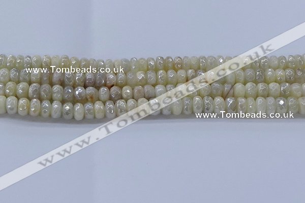 CMS1341 15.5 inches 4*6mm faceted rondelle AB-color white moonstone beads