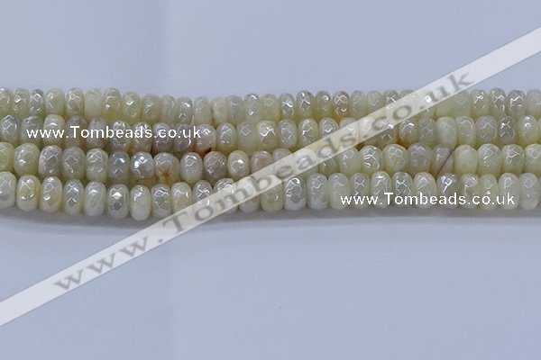 CMS1342 15.5 inches 5*8mm faceted rondelle AB-color white moonstone beads