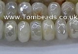 CMS1343 15.5 inches 6*10mm faceted rondelle AB-color white moonstone beads