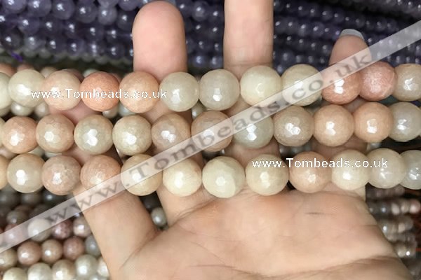 CMS1454 15.5 inches 12mm faceted round AB-color moonstone beads