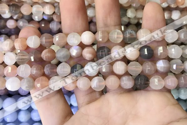 CMS1470 15.5 inches 6mm faceted round moonstone beads wholesale