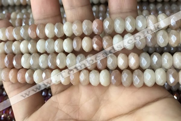 CMS1479 15.5 inches 5*8mm faceted rondelle AB-color moonstone beads