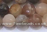 CMS1497 15.5 inches 8mmm faceted round rainbow moonstone beads