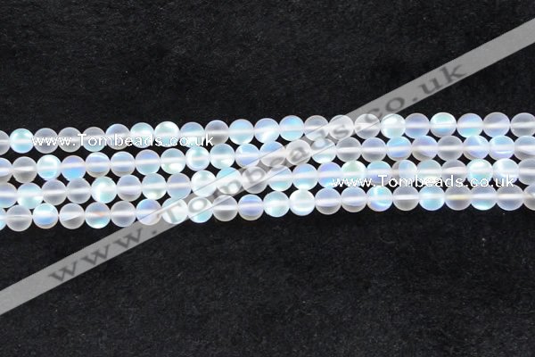 CMS1506 15.5 inches 6mm round matte synthetic moonstone beads