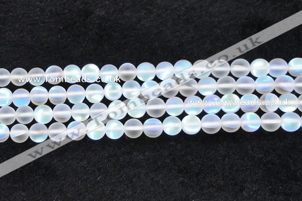 CMS1508 15.5 inches 10mm round matte synthetic moonstone beads