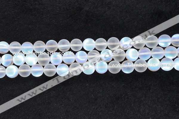 CMS1509 15.5 inches 12mm round matte synthetic moonstone beads