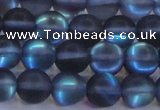 CMS1517 15.5 inches 8mm round matte synthetic moonstone beads