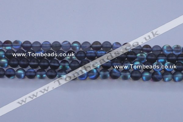 CMS1517 15.5 inches 8mm round matte synthetic moonstone beads