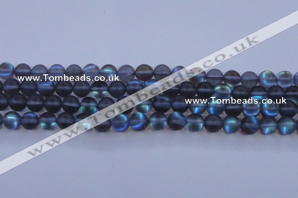 CMS1518 15.5 inches 10mm round matte synthetic moonstone beads