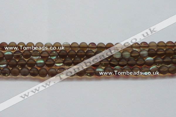 CMS1528 15.5 inches 10mm round matte synthetic moonstone beads