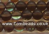 CMS1529 15.5 inches 12mm round matte synthetic moonstone beads