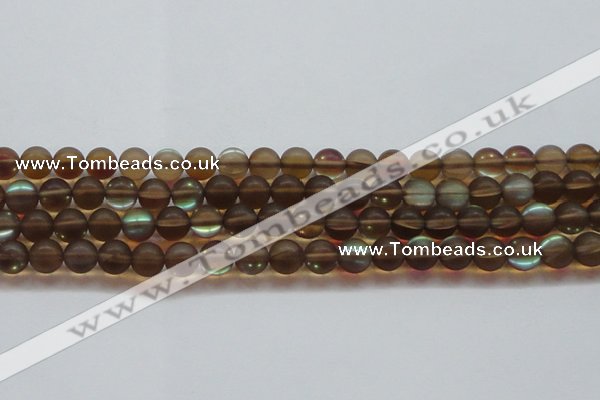 CMS1529 15.5 inches 12mm round matte synthetic moonstone beads