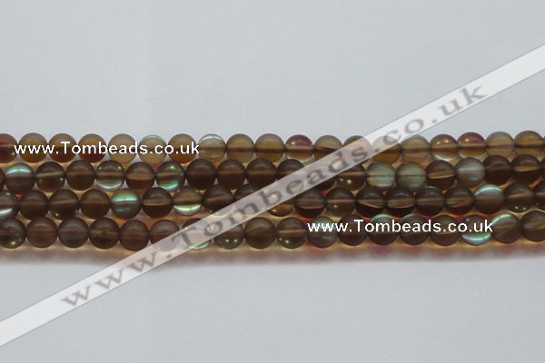 CMS1529 15.5 inches 12mm round matte synthetic moonstone beads