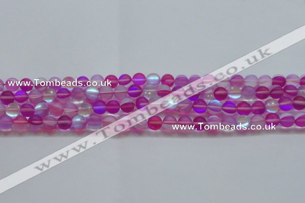 CMS1546 15.5 inches 6mm round matte synthetic moonstone beads