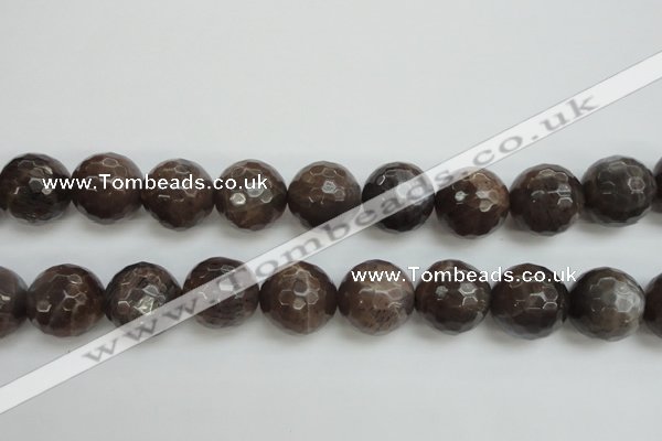 CMS155 15.5 inches 16mm faceted round natural grey moonstone beads