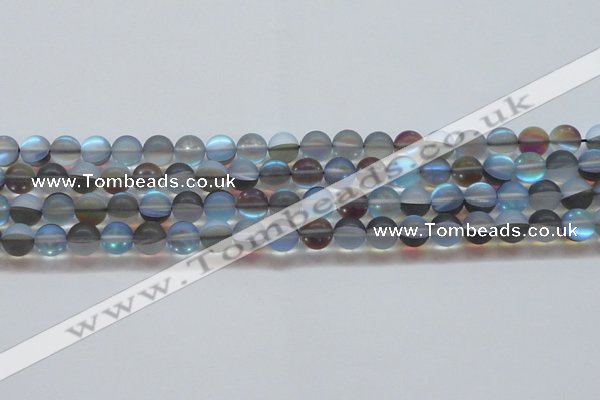 CMS1568 15.5 inches 10mm round matte synthetic moonstone beads