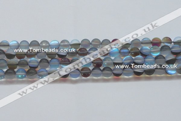 CMS1569 15.5 inches 12mm round matte synthetic moonstone beads