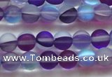 CMS1576 15.5 inches 6mm round matte synthetic moonstone beads