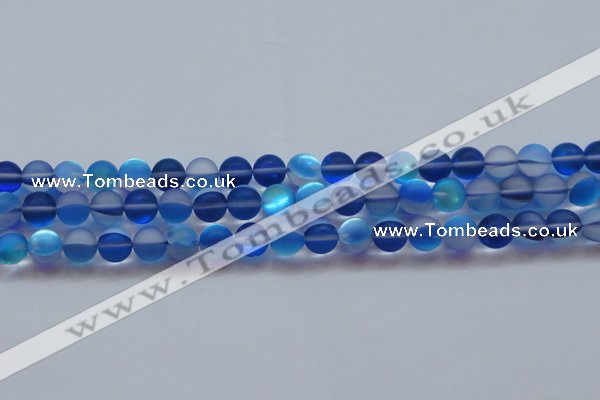 CMS1588 15.5 inches 10mm round matte synthetic moonstone beads