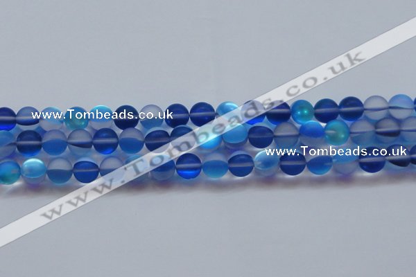 CMS1589 15.5 inches 12mm round matte synthetic moonstone beads