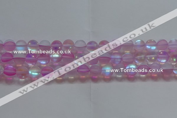 CMS1598 15.5 inches 10mm round matte synthetic moonstone beads