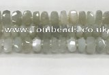 CMS1658 15.5 inches 6*13mm - 8*14mm faceted tyre moonstone beads