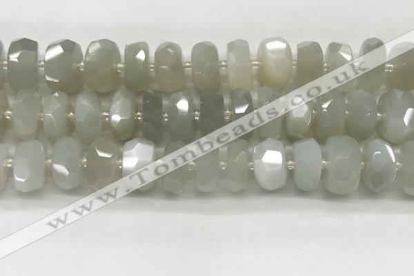 CMS1658 15.5 inches 6*13mm - 8*14mm faceted tyre moonstone beads