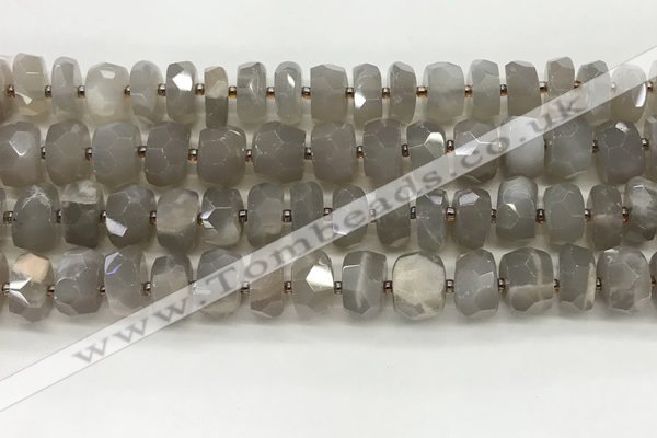 CMS1660 15.5 inches 6*10mm - 8*11mm faceted tyre moonstone beads