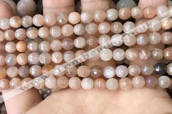 CMS1678 15.5 inches 6mm faceted round moonstone beads wholesale