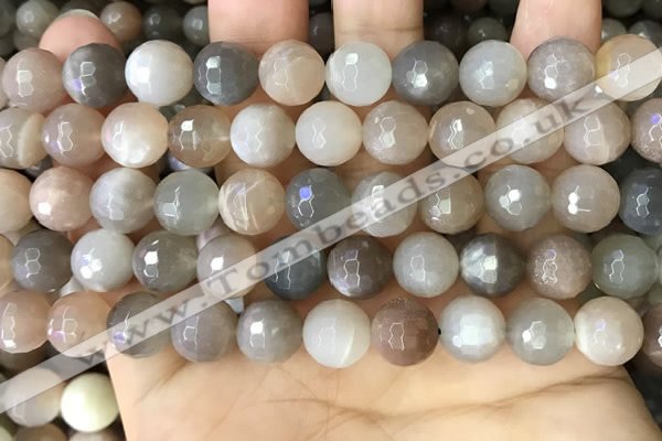 CMS1694 15.5 inches 10mm faceted round rainbow moonstone beads