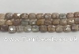 CMS1782 15.5 inches 10*12mm faceted rectangle AB-color moonstone beads