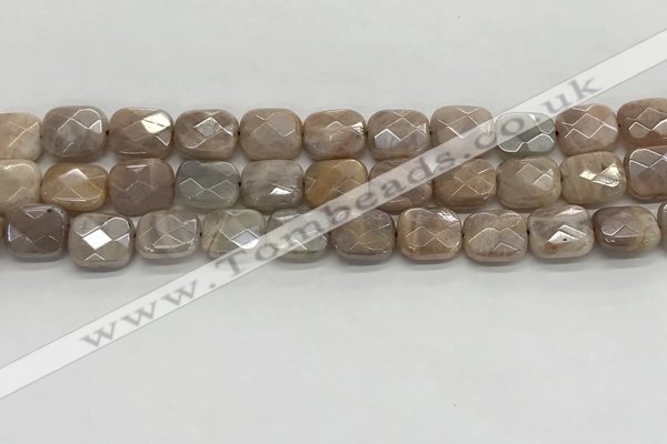 CMS1782 15.5 inches 10*12mm faceted rectangle AB-color moonstone beads