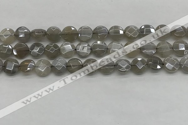 CMS1818 15.5 inches 10mm faceted coin AB-color moonstone beads